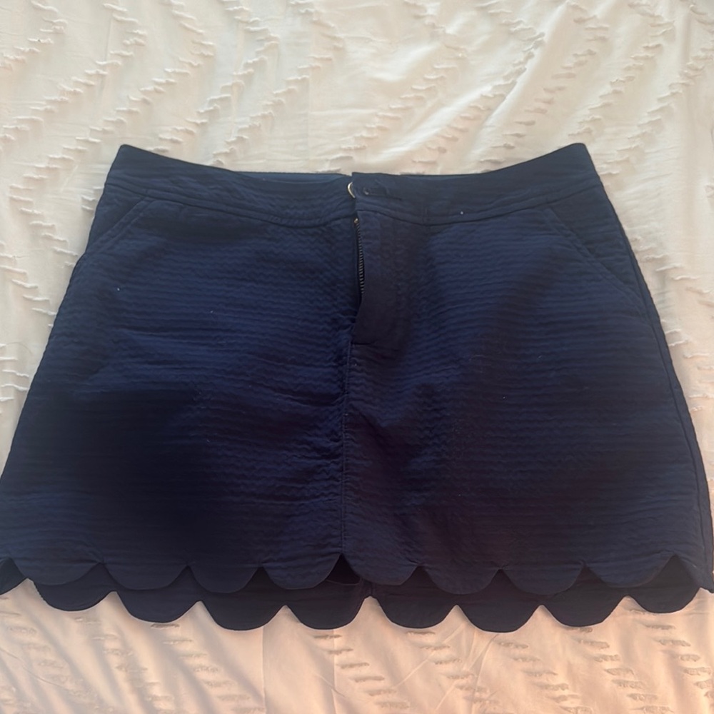Lilly Pulitzer Navy Scalloped Hem Skirt